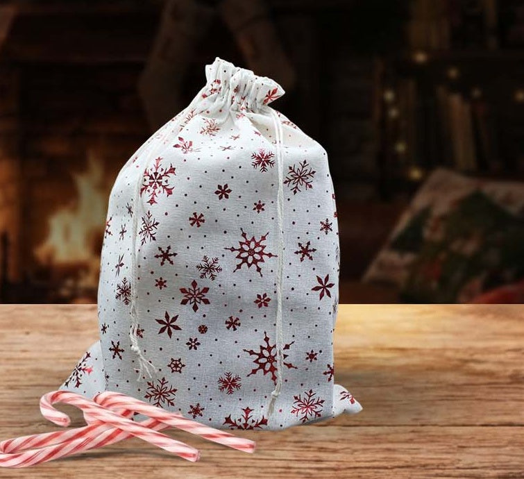 Snowfall Cotton Drawstring Gift Bag — Christmas wholesale collection by Jute Pacifica