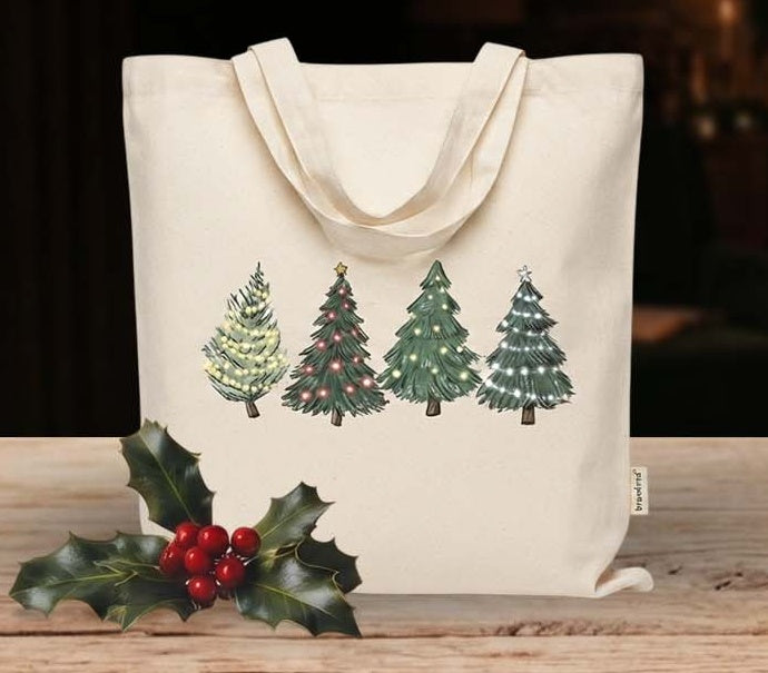 Evergreen Forest Cotton Gift Tote — Christmas wholesale collection by Jute Pacifica