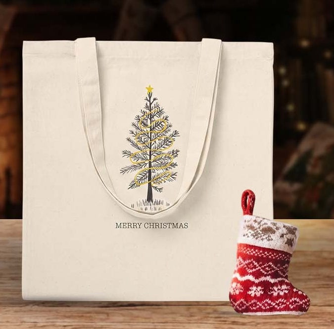 Golden Tree Cotton Gift Tote — Christmas wholesale collection by Jute Pacifica