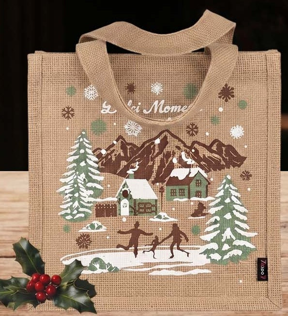 Alpine Village Jute Gift Bag — Christmas wholesale collection by Jute Pacifica