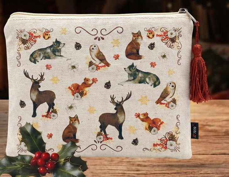 Woodland Friends Canvas Toiletry Pouch — Christmas wholesale collection by Jute Pacifica