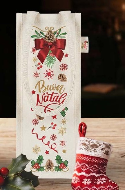 Buon Natale Jute Bottle Gift Bag — Christmas wholesale collection by Jute Pacifica