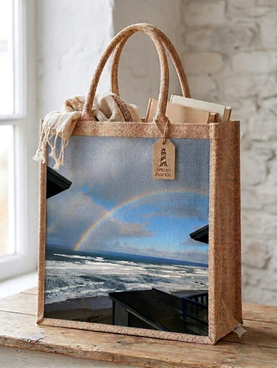 Coastal Rainbow actual Jute Pacifica bag